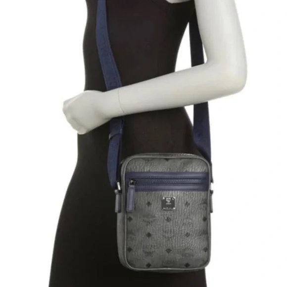 MCM Navy Leather Crossbody/adjustable Bag strap RARE MCM Tivitat Crossbody Bag Monogram NAVY BLUE New  main image 2